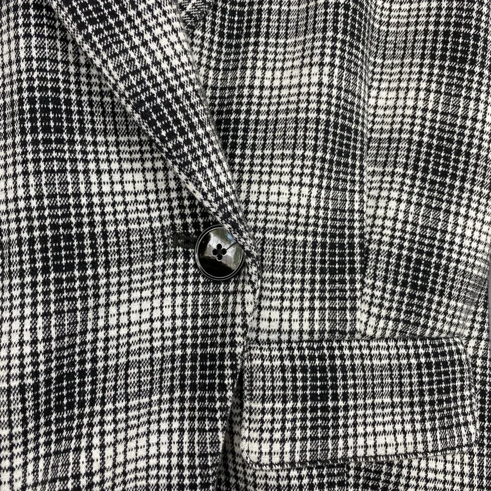 Maeve Anthropologie Womens Black Plaid Single Button Blazer Size XXS Preppy‎